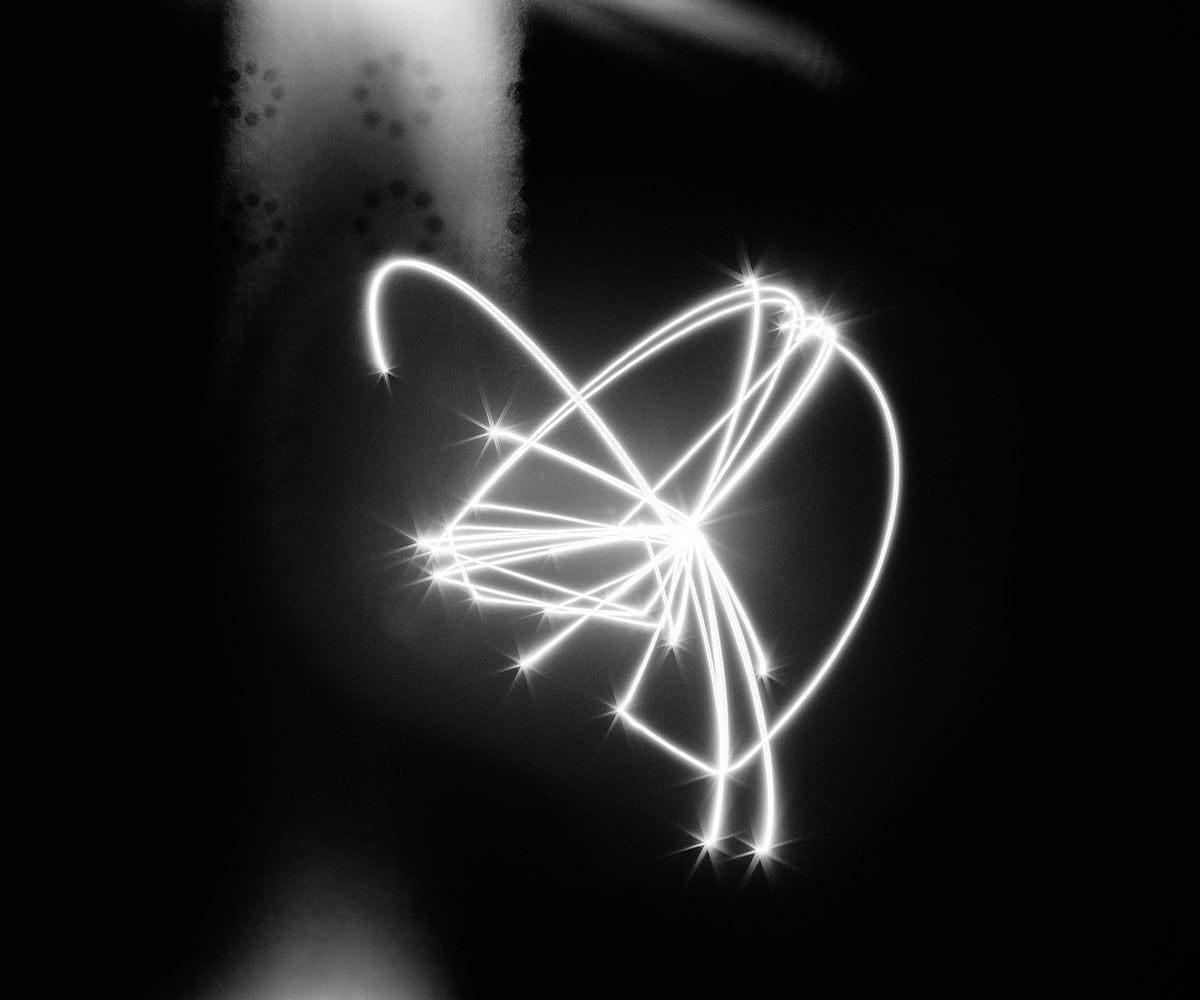Maximum Distance Minimum Displacement Biggie, 48x60 inch archival light drawing photograph, edition of 5 by Staple Crops Studio